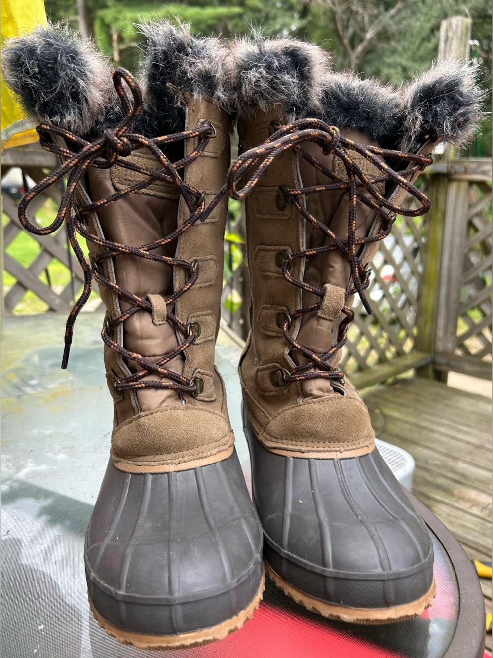 Khombu Colyn Women's Waterproof Duck Boots with Faux Fur Trim